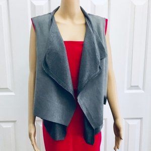 NWT Avila Milano Gray Faux suede Waterfall Style vest S